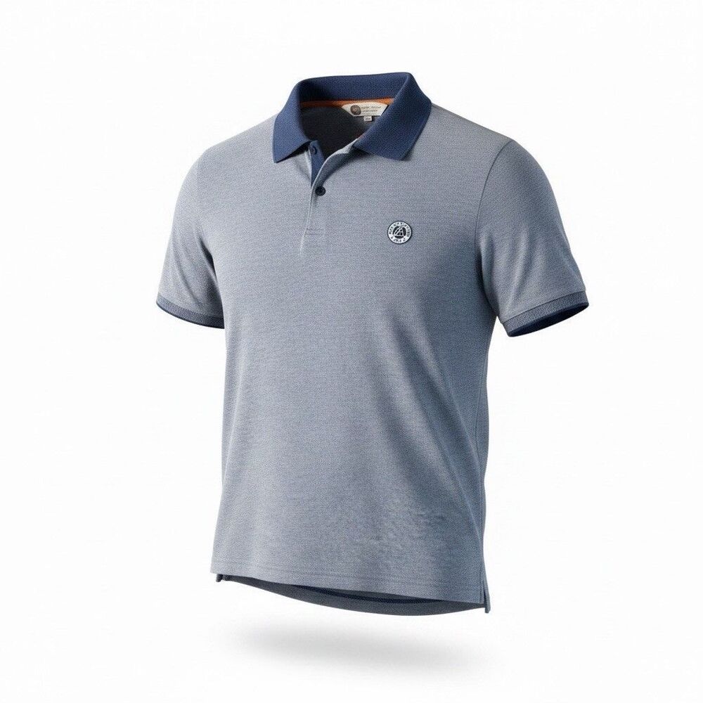 Roland Garros Paris French Open Mens XL Polo Shirt Gray Blue Preppy Tennis Golf